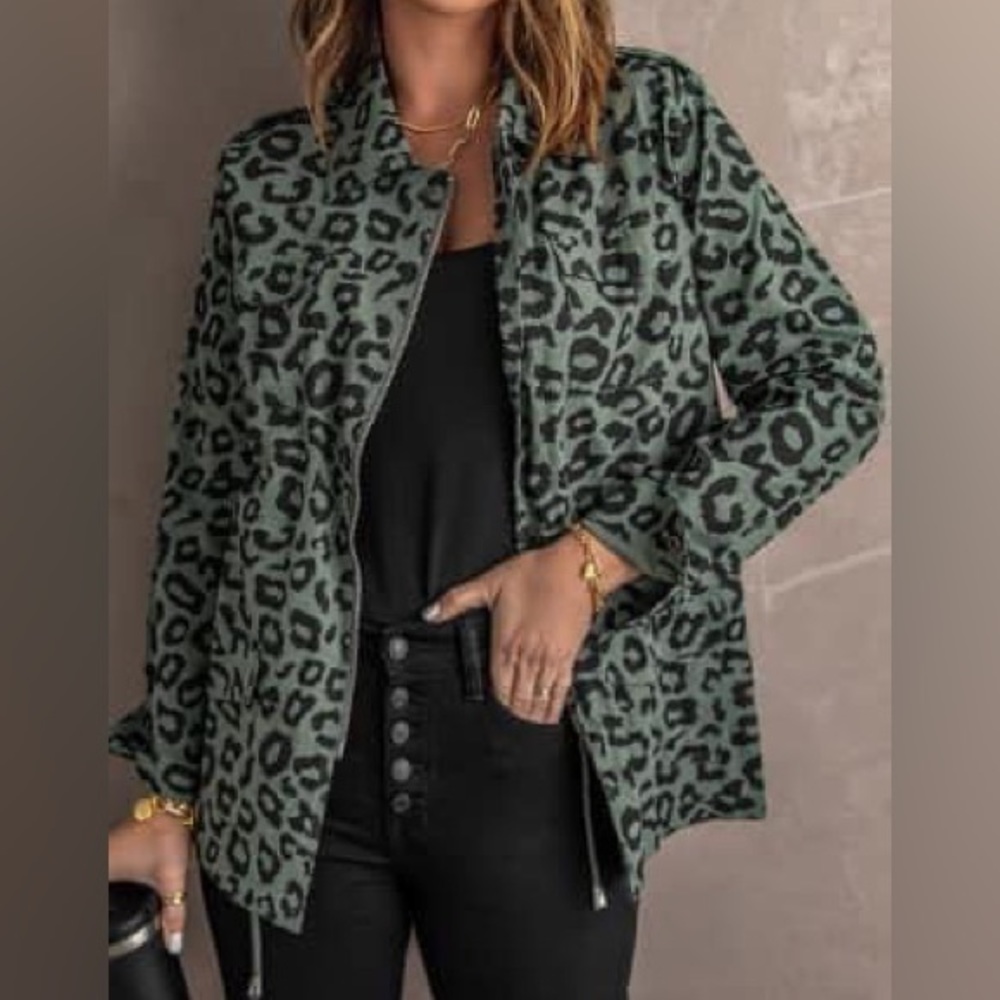 Green leopard jacket